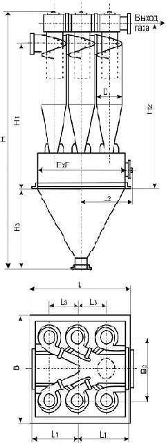 Схема циклона ЦН-15х6УП